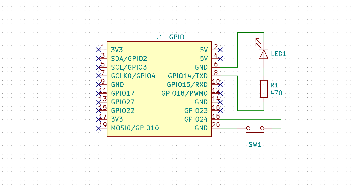 Raspberry Pi でスイッチ入力実験の回路図